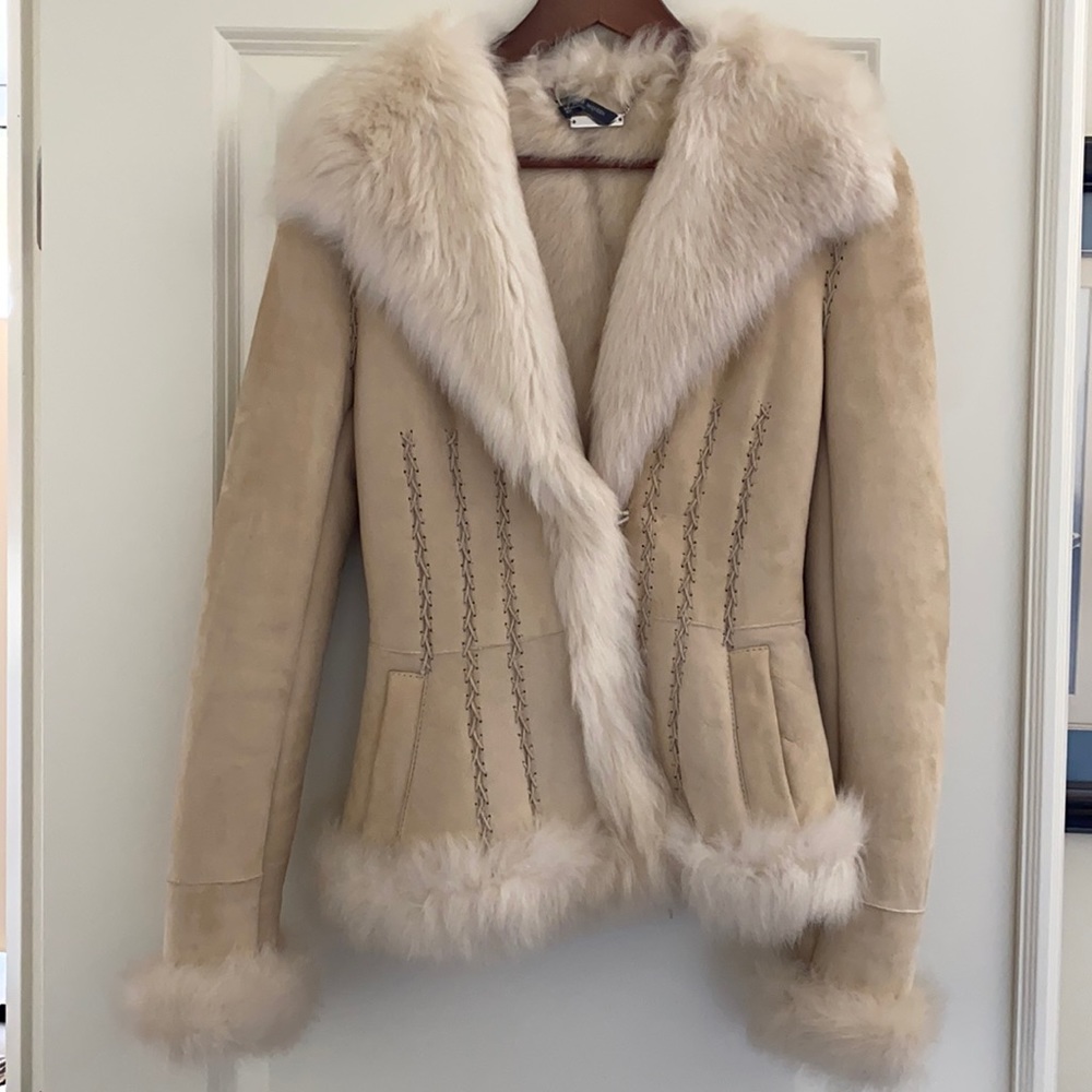 Alexander McQueen collectors fitted shearling, criss cross stitch Circa 2005